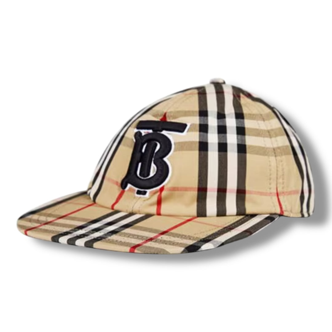 BURBERRY TB BASEBALL CAP CHECK BEIGE
