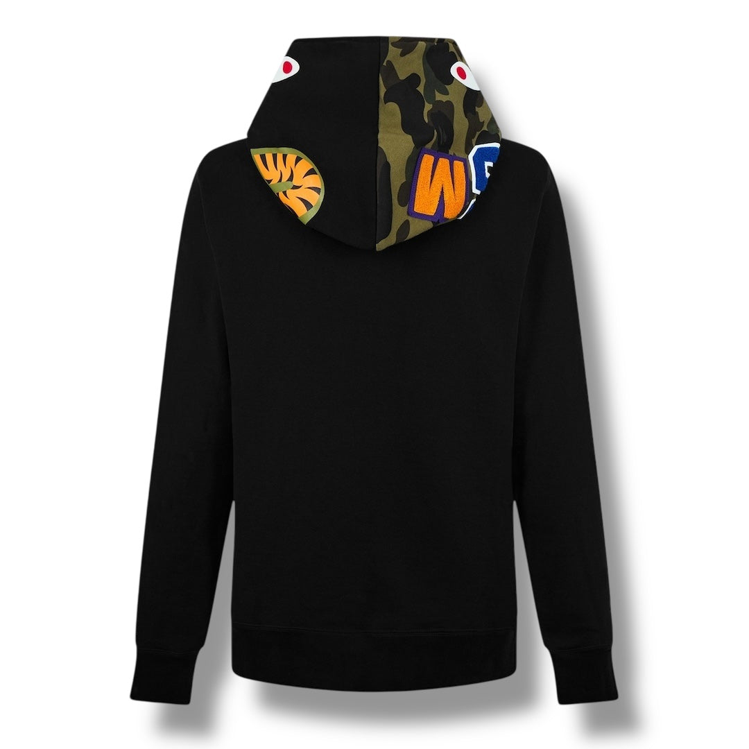 A BATHING APE BAPE SHARK HOOD ZIP UP HOODIE BLACK