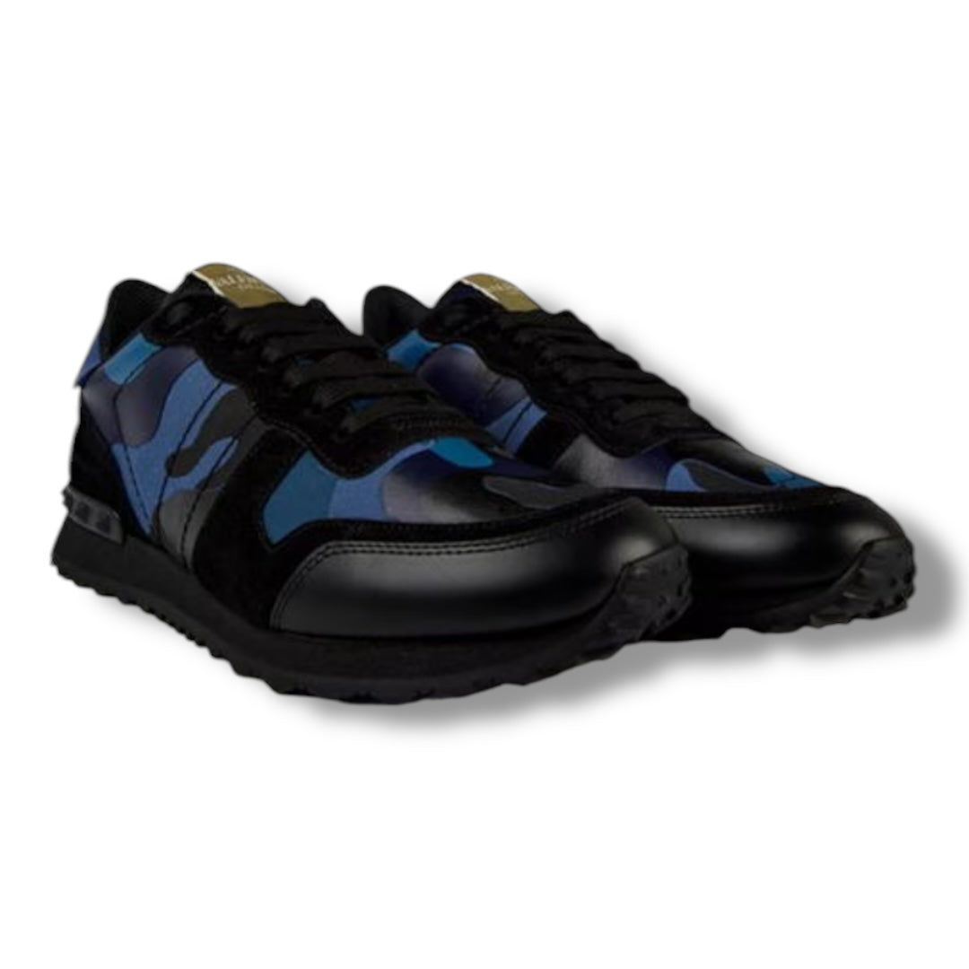 VALENTINO ROCKRUNNER STUD TRAINERS BLUE - BLACK