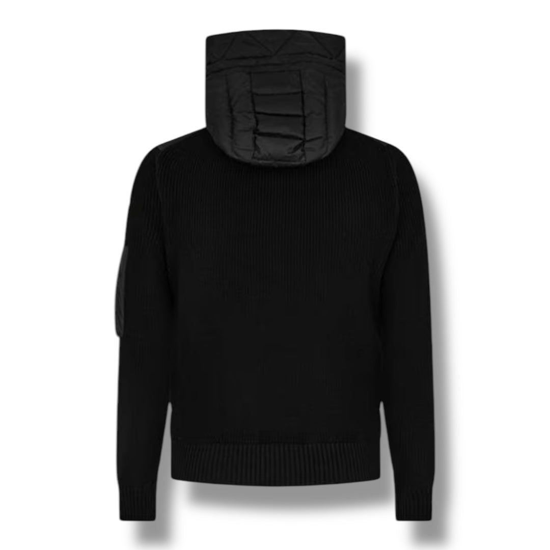 MONCLER PADDED HYBRID HOODED JACKET BLACK