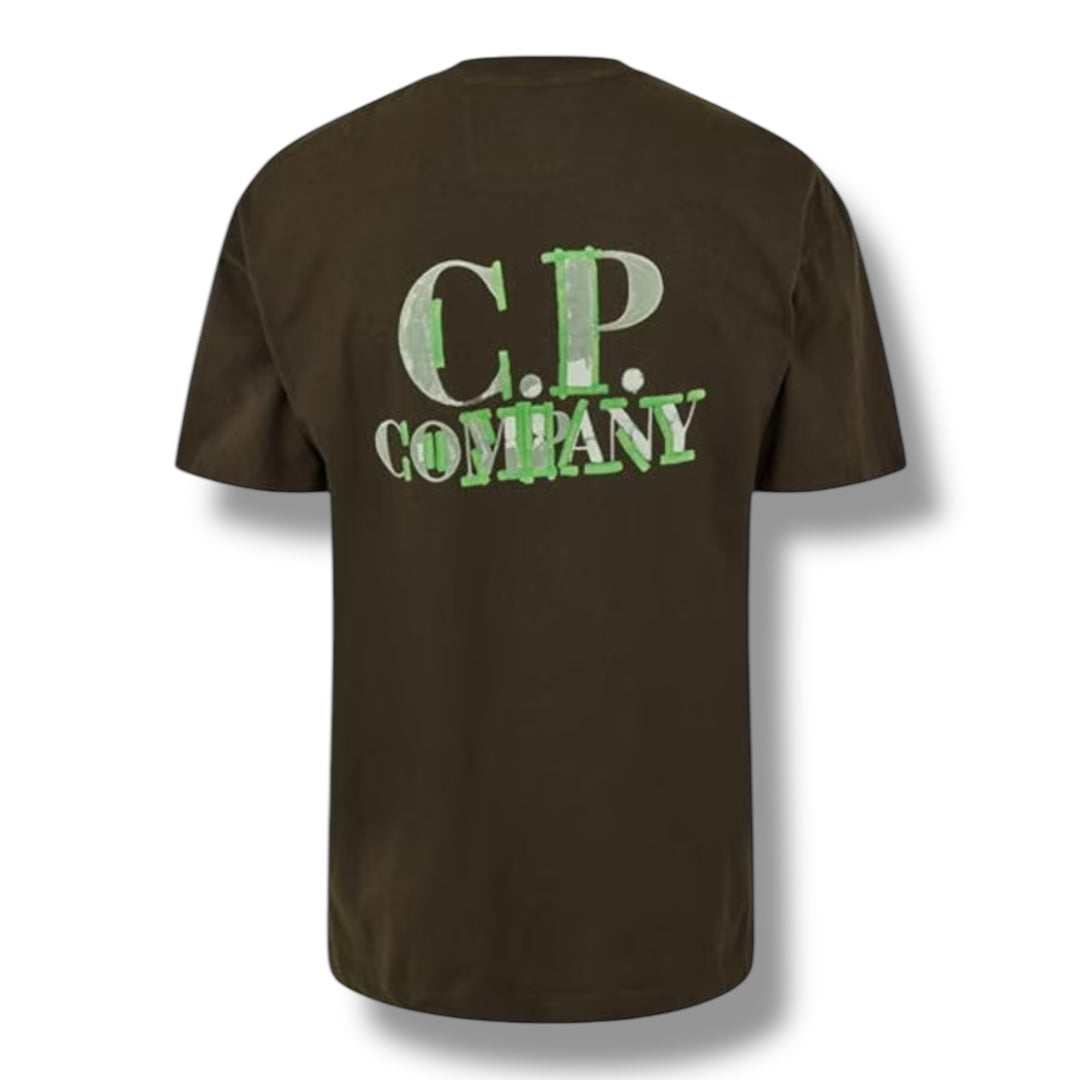 CP COMPANY ETCH BACK LOGO T-SHIRT IVY GREEN