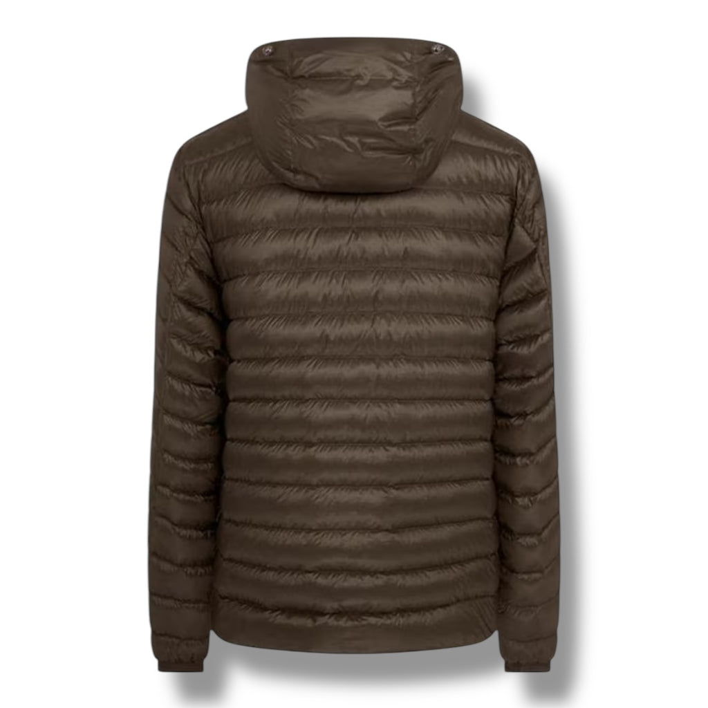 CP COMPANY DD SHELL GOGGLE DOWN PUFFER JACKET BROWN