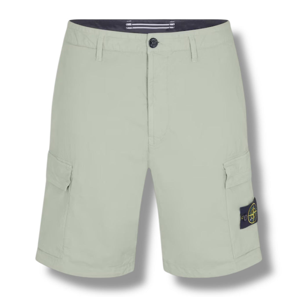 STONE ISLAND TELA CARGO SHORTS SAGE GREEN