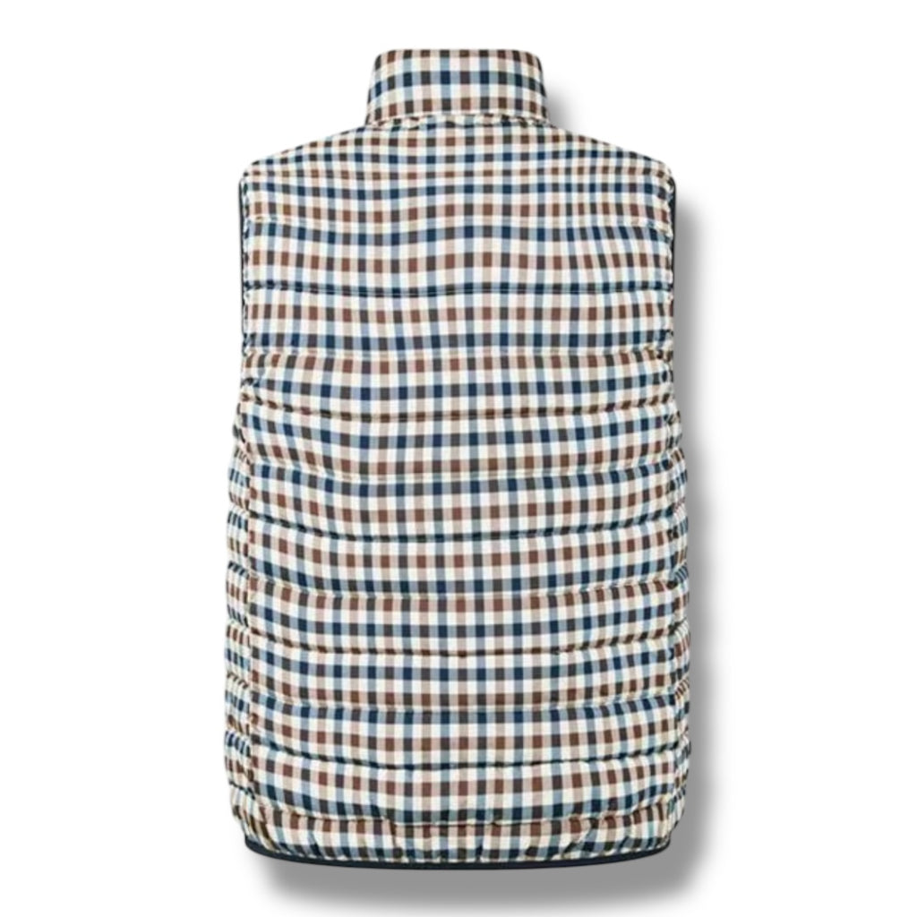 AQUASCUTUM PUFFER GILET CHECK ALL OVER BROWN
