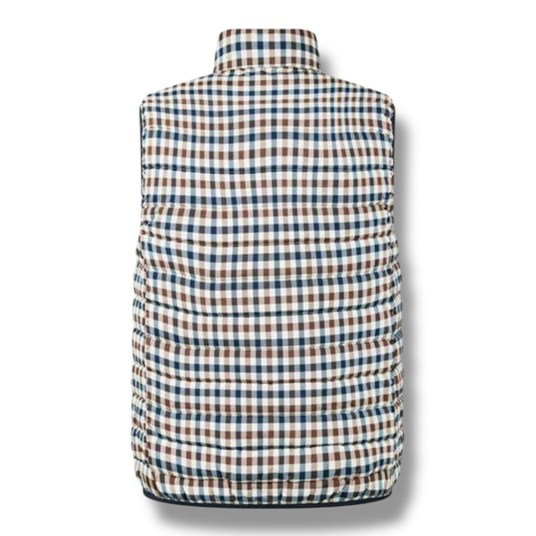 AQUASCUTUM PUFFER GILET CHECK ALL OVER BROWN
