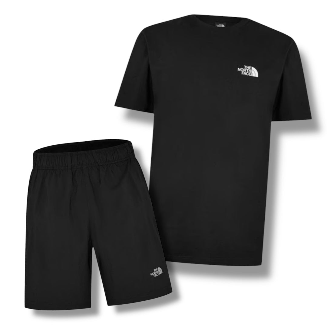 NORTH FACE SMALL LOGO T-SHIRT & SWIM SHORTS COMBO BLACK