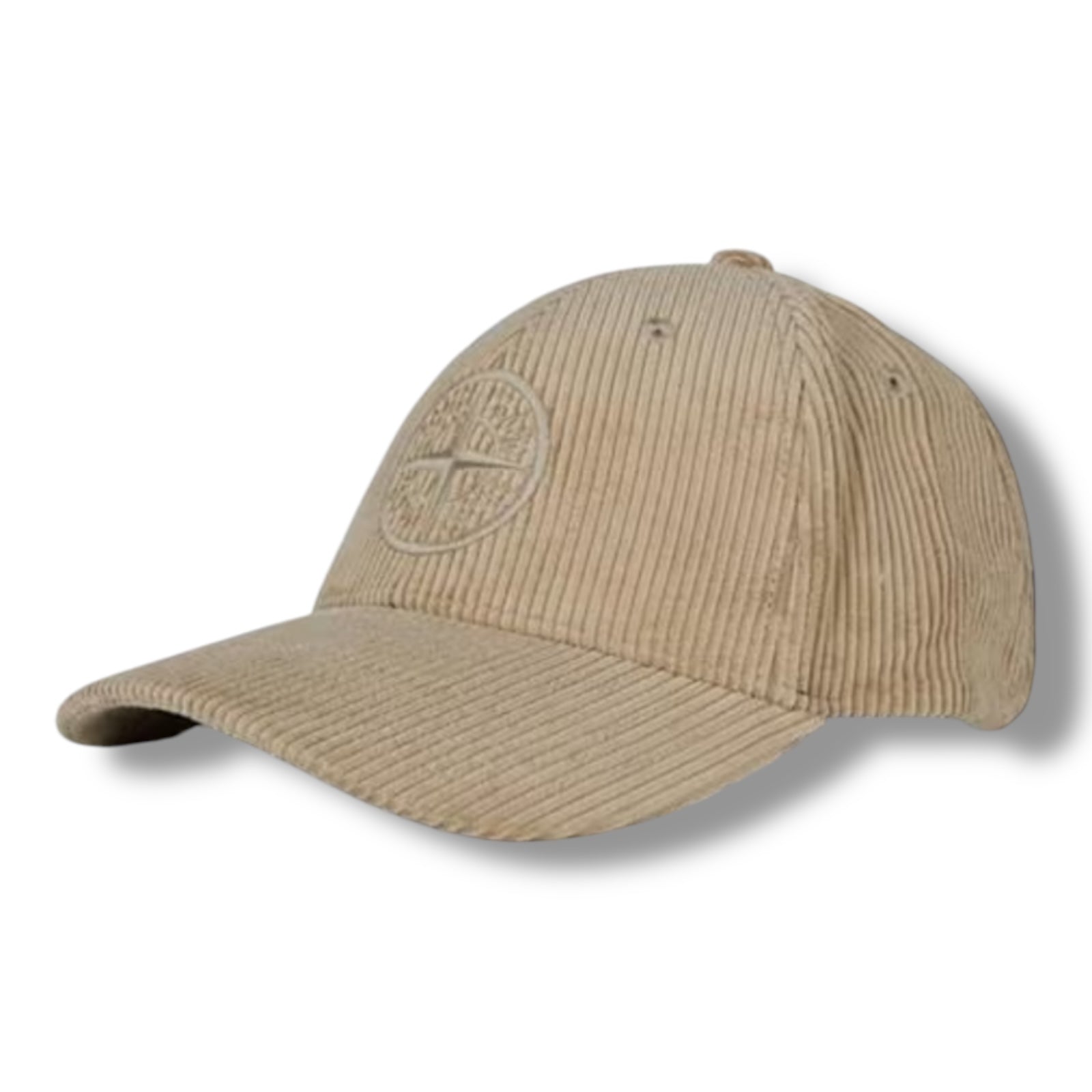 STONE ISLAND BADGE CORDUROY BASEBALL CAP BEIGE