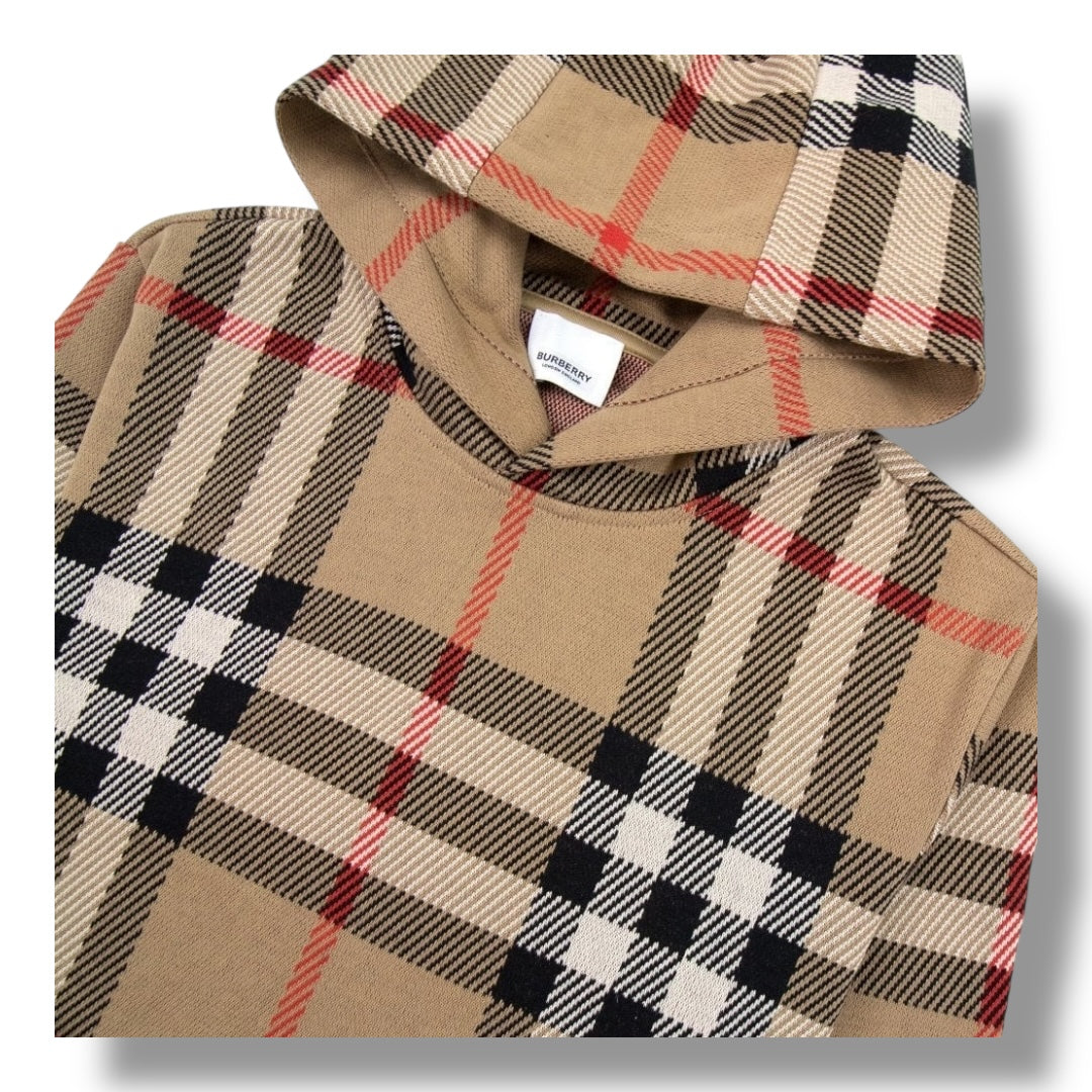 BURBERRY CHECK ALL OVER OTTH HOODIE BEIGE