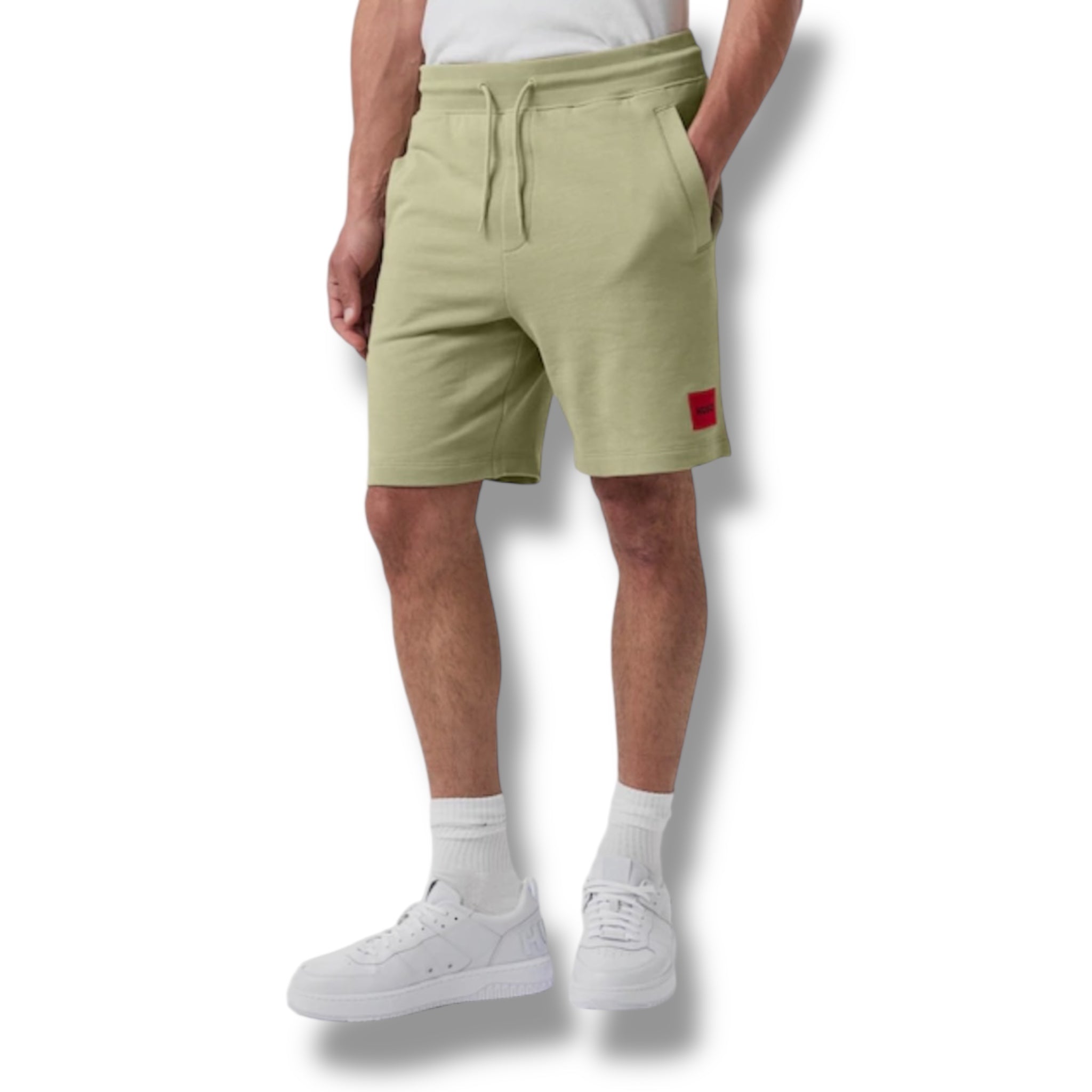 HUGO BOSS HUGO RED PATCH T-SHIRT & JERSEY SHORTS SET GREEN