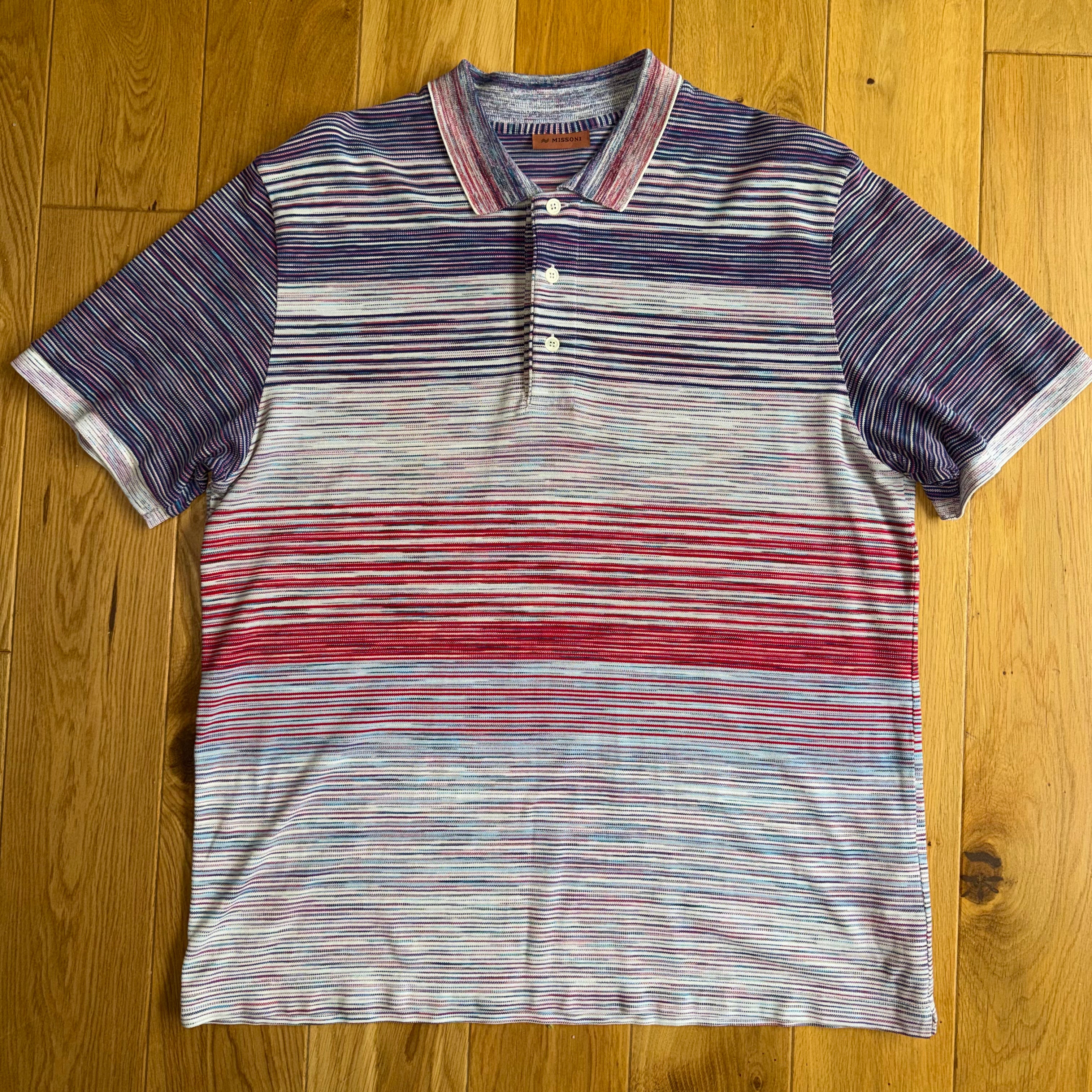 MISSONI MENS POLO SHIRT STRIPED PURPLE (USED)