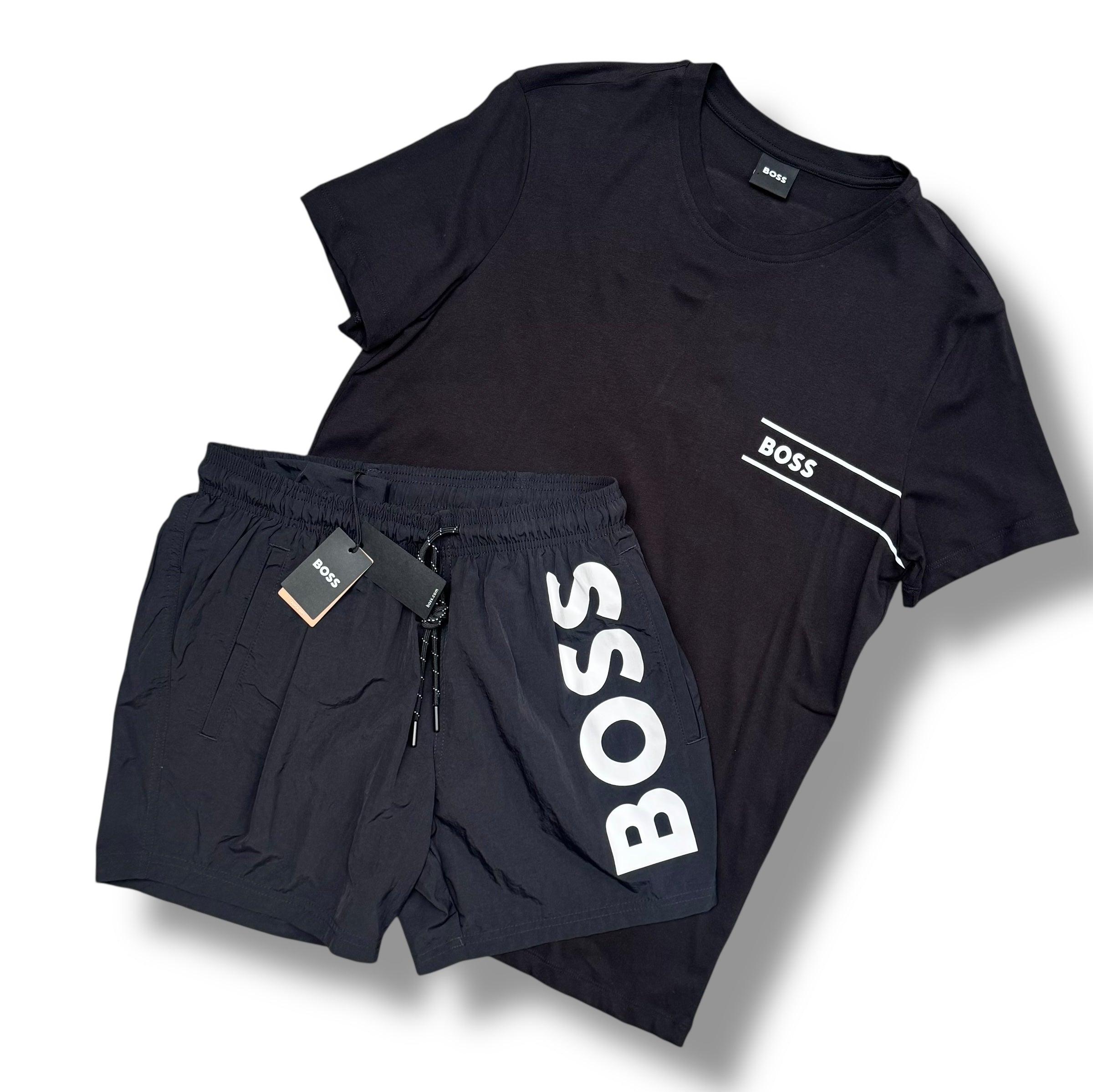 HUGO BOSS T-SHIRT & SWIM SHORTS SET BLACK *SALE*