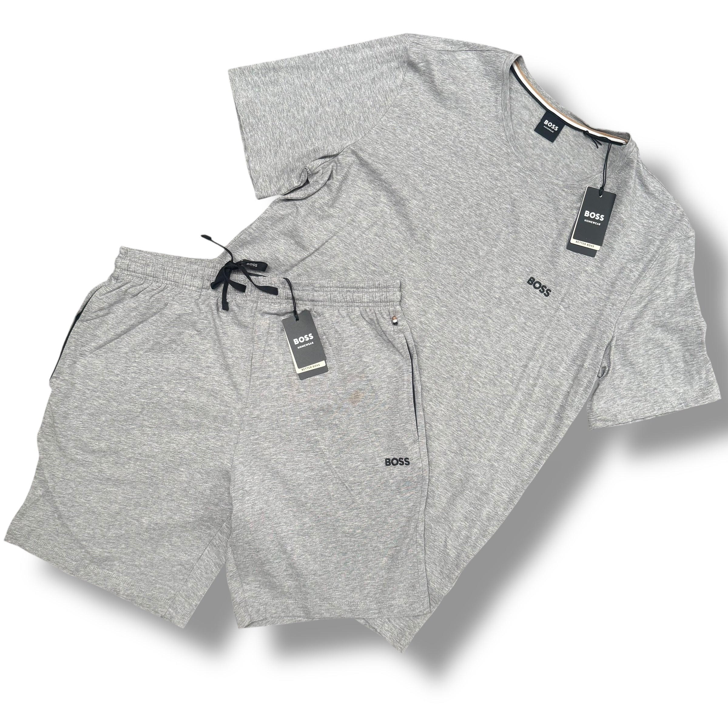 HUGO BOSS SMALL LOGO T-SHIRT & JERSEY SHORTS GREY *SALE*