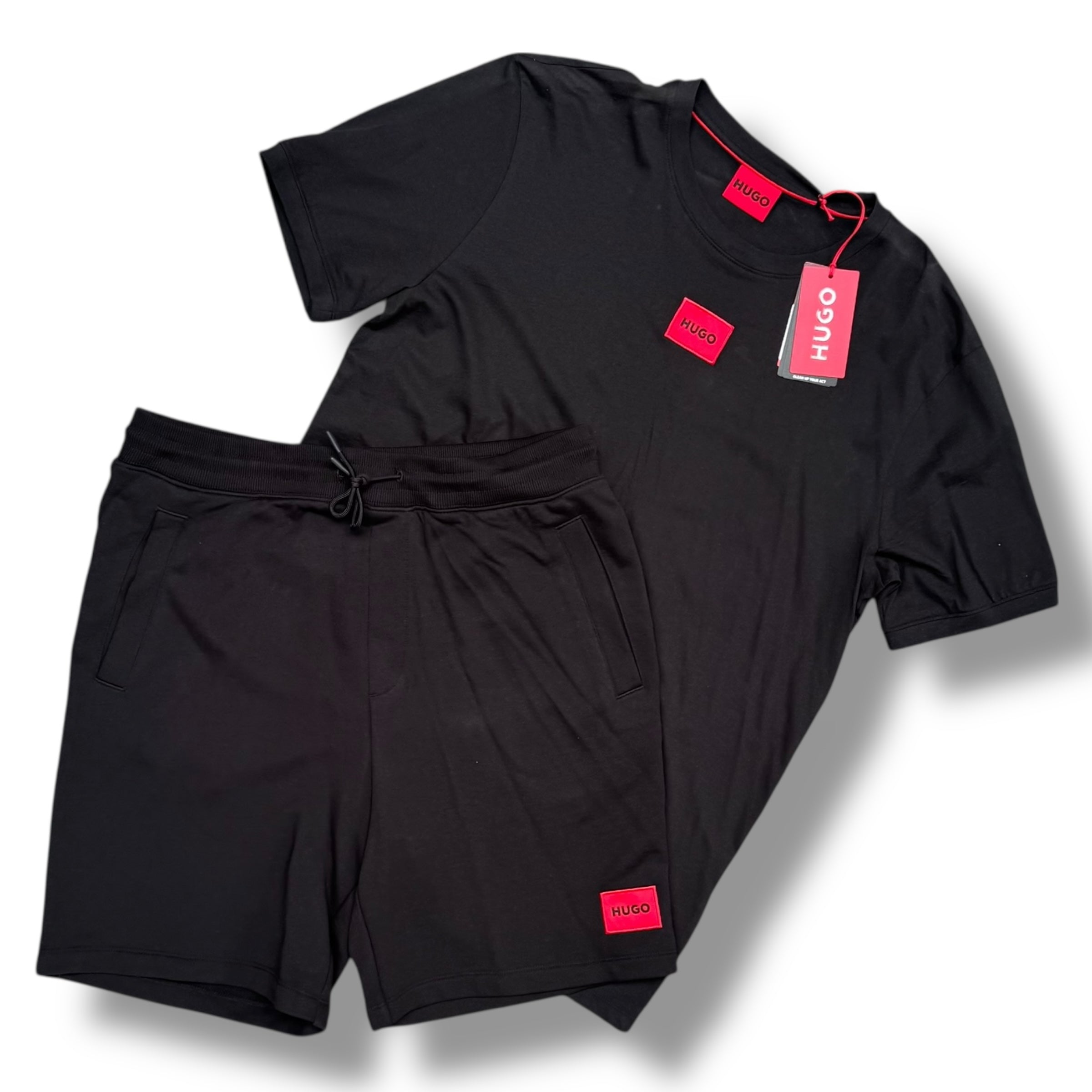 HUGO BOSS HUGO PATCH T-SHIRT & JERSEY SHORTS BLACK *SALE*