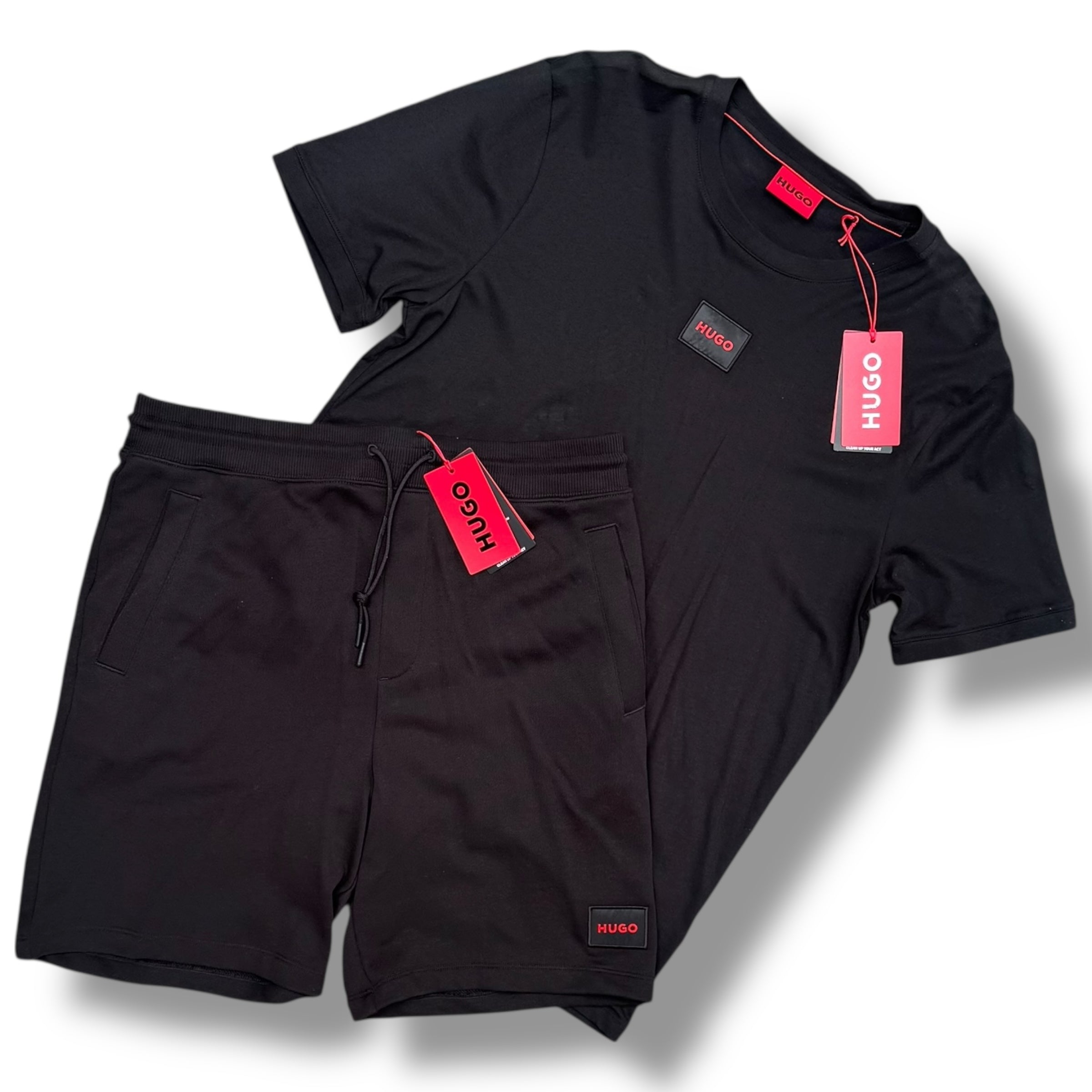 HUGO BOSS HUGO PATCH T-SHIRT & JERSEY SHORTS BLACK *SALE*