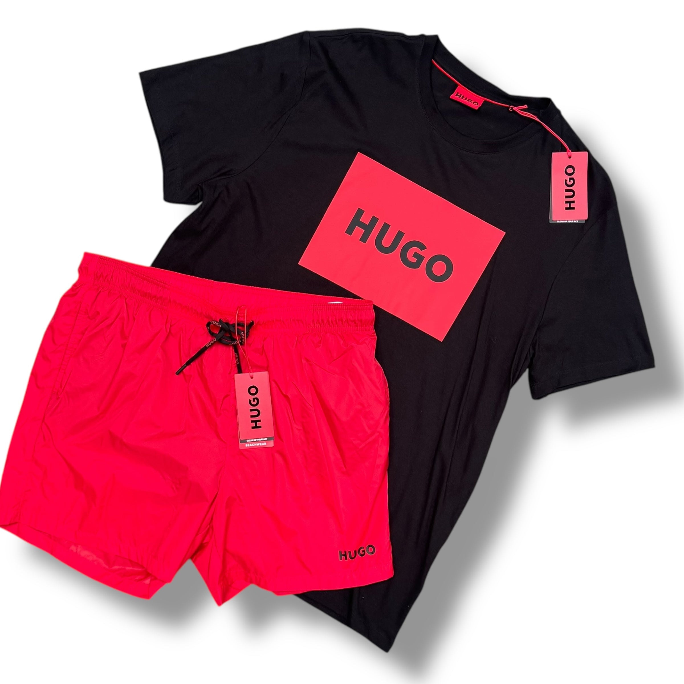 HUGO BOSS HUGO BOX T-SHIRT & SWIM SHORTS SET BLACK *SALE*