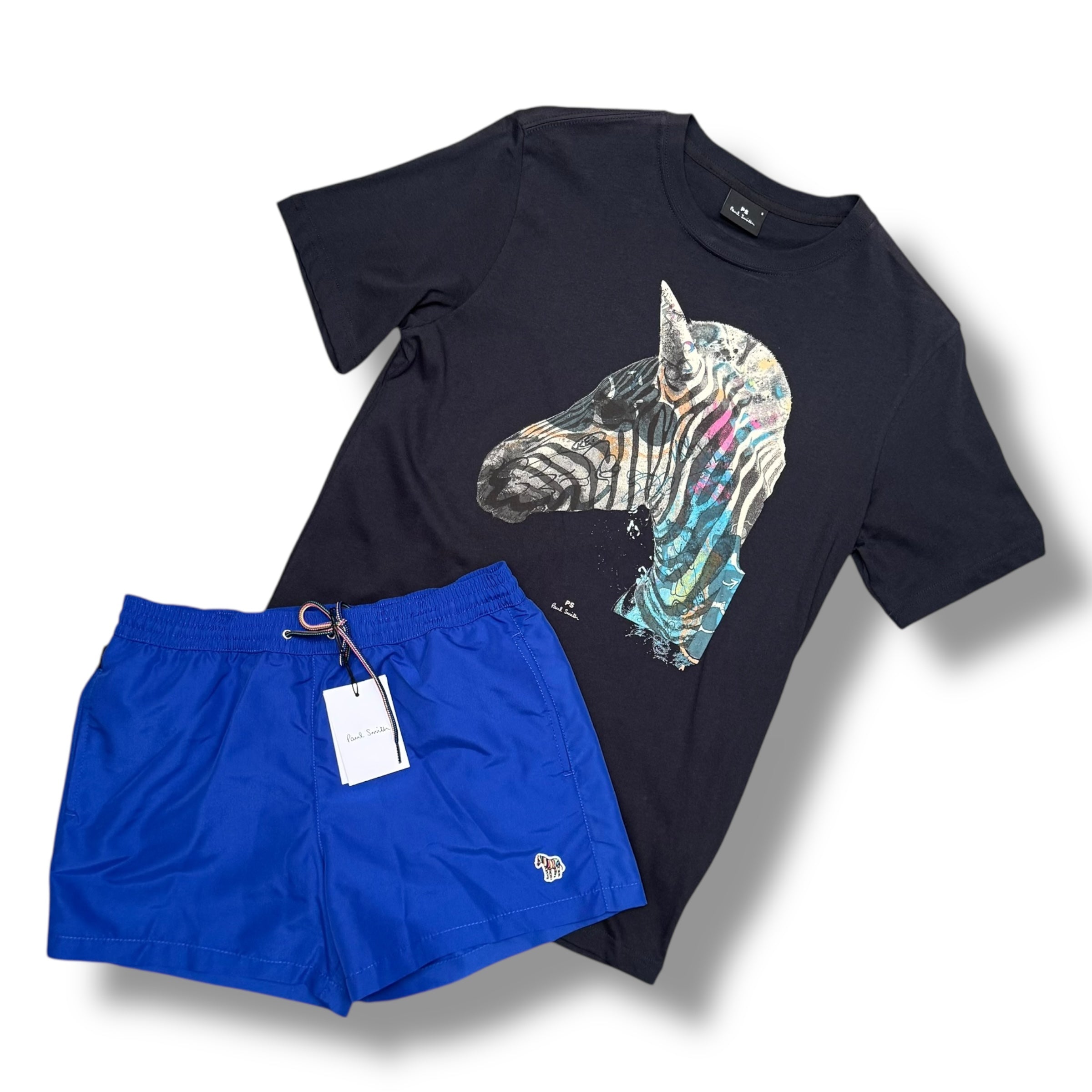 PAUL SMITH ZEBRA T-SHIRT & SWIM SHORTS SET BLUE *SALE*