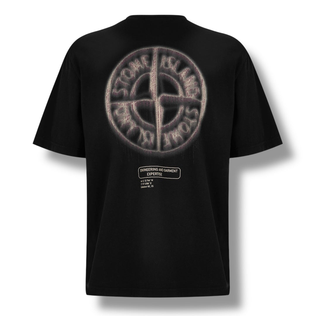 STONE ISLAND BACK DIAL BLUR LOGO T-SHIRT BLACK