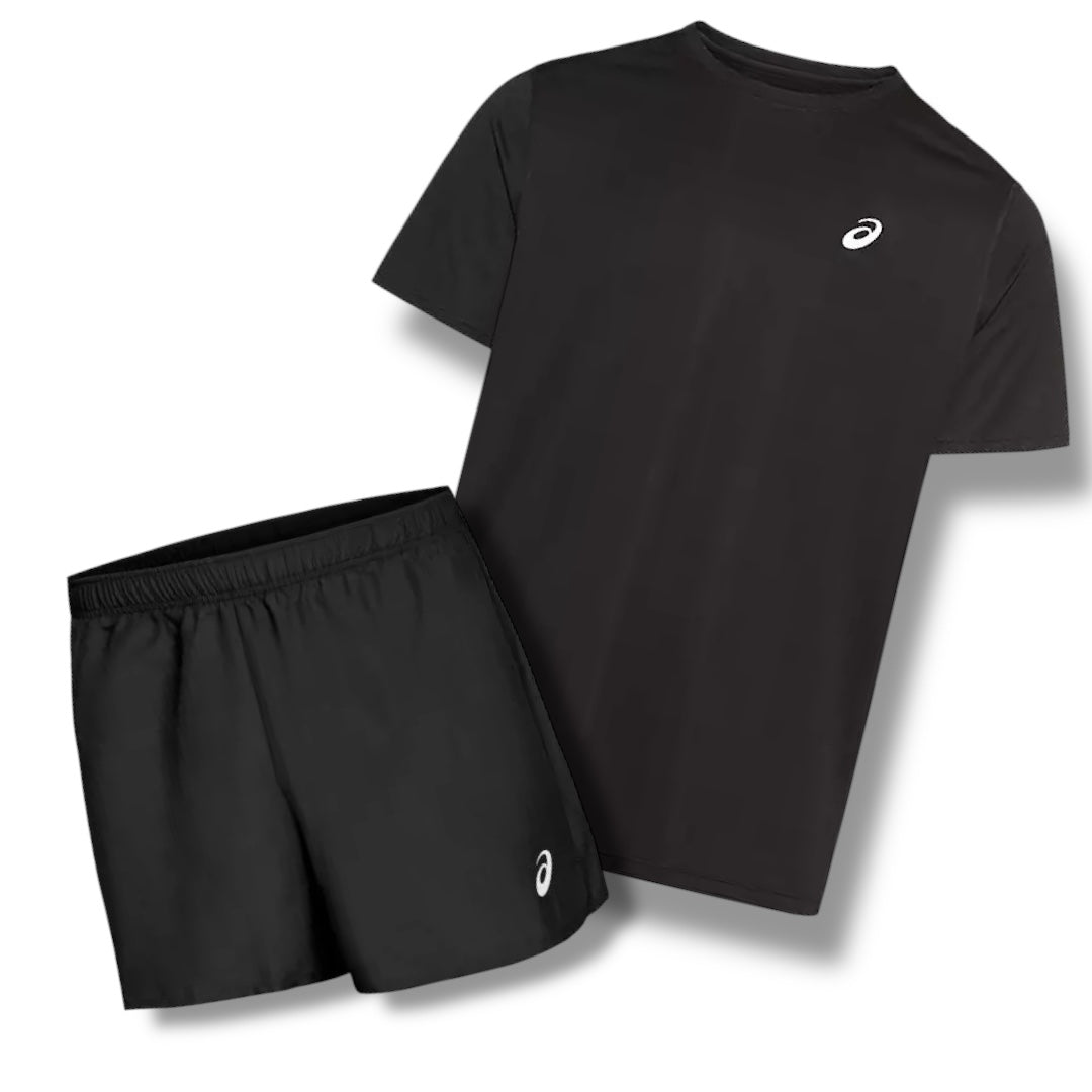 ASICS GYM SET T-SHIRT & SHORTS BLACK
