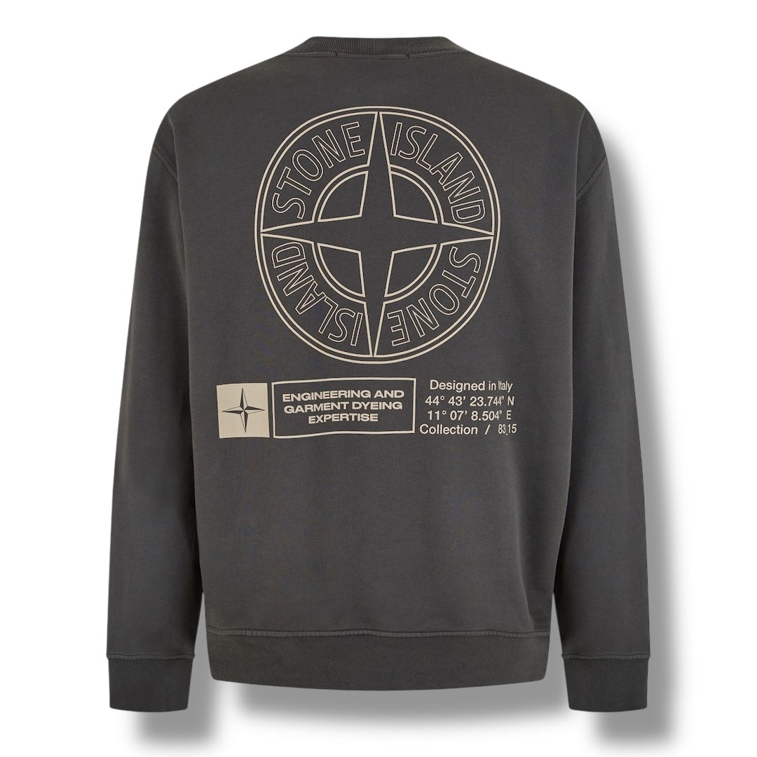 STONE ISLAND BACK GRAPHIC CREWNECK SWEATSHIRT DARK GREY