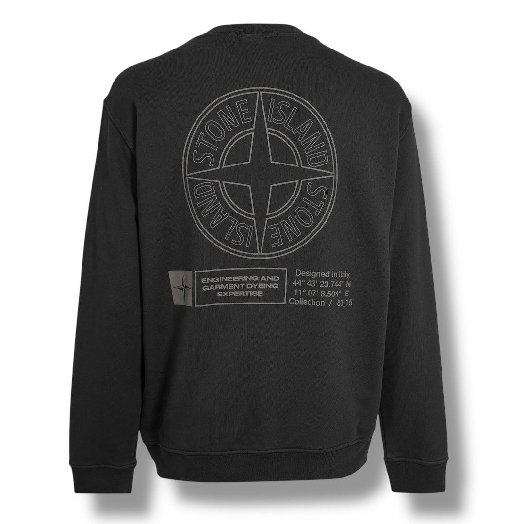 STONE ISLAND BACK GRAPHIC CREWNECK SWEATSHIRT BLACK