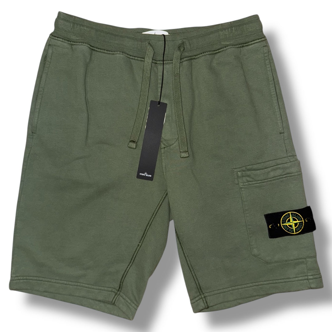 STONE ISLAND CARGO JERSEY SHORTS KHAKI GREEN