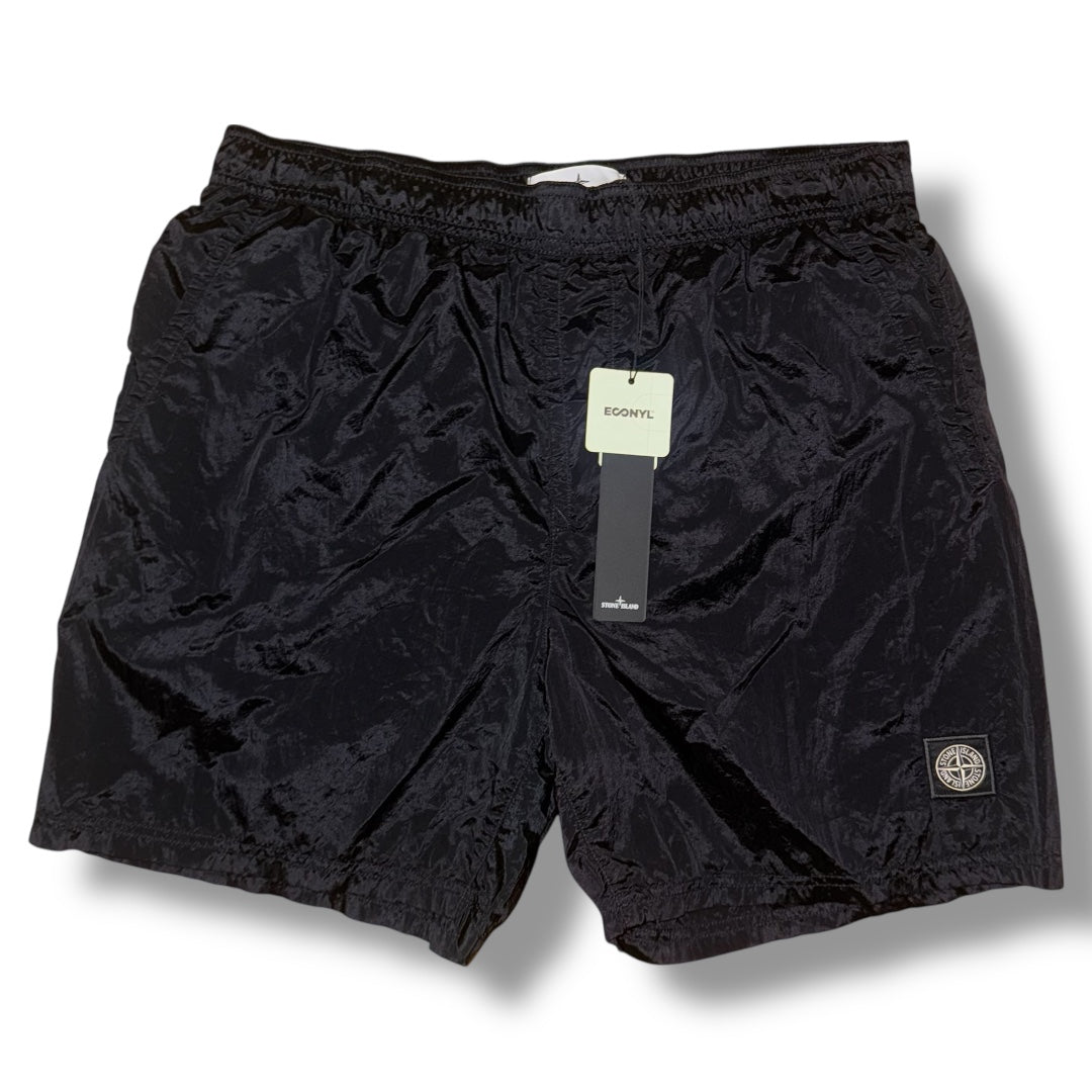 STONE ISLAND PATCH LOGO SWIM SHORTS NYLON METAL BLACK