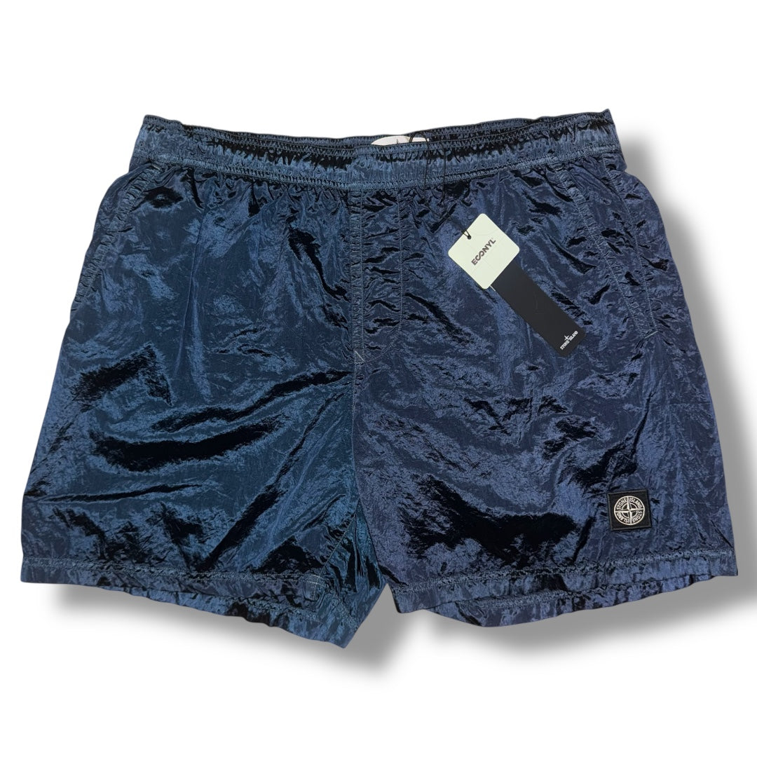 STONE ISLAND PATCH LOGO SWIM SHORTS NYLON METAL NAVY BLUE