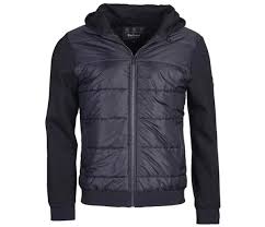 BARBOUR INTERNATIONAL HYBRID ZIP UP HOODIE BLACK