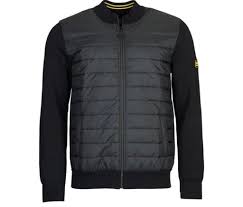 BARBOUR INTERNATIONAL HYBRID ZIP UP BASEBALL STYLE SWEATSHIRT BLACK