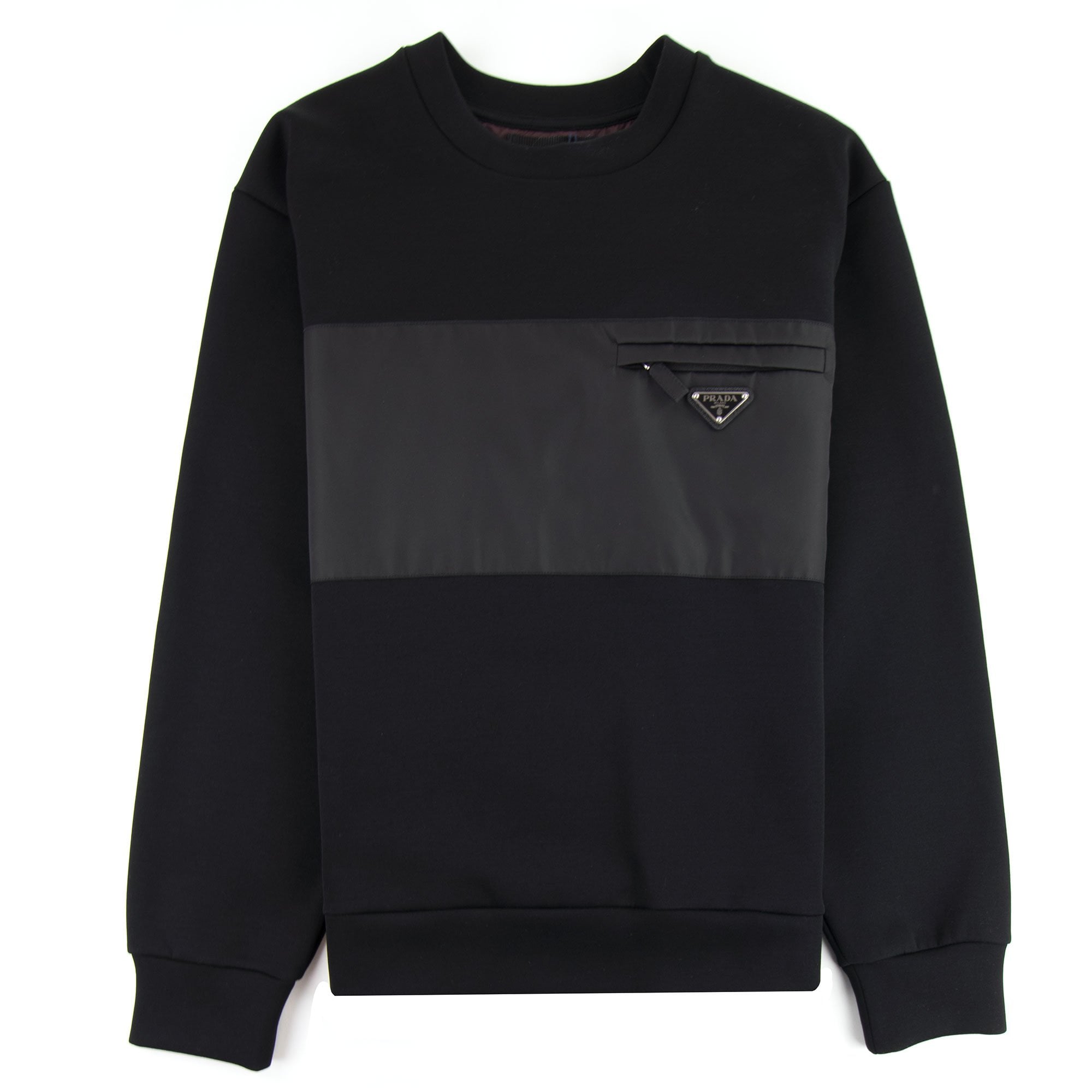 PRADA TECH SWEATSHIRT METAL BADGE BLACK